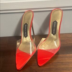 Jessica Rich Red and Gold Women's Heels SZ 8 nwt